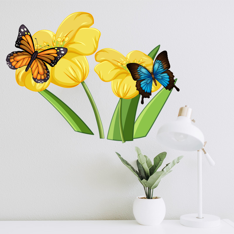 Αυτοκόλλητο τοίχου Flowers and butterflies